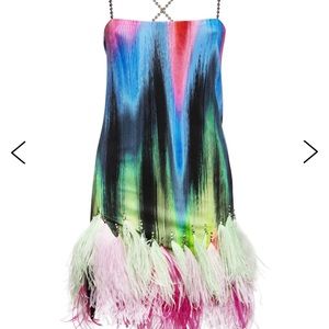 The Attico Fujiko Rainbow Printed Feather Dress IT 38